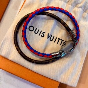 LOUIS VUITTON Brasserie Multi Bracelet Blue Red Monogram M8004 Used